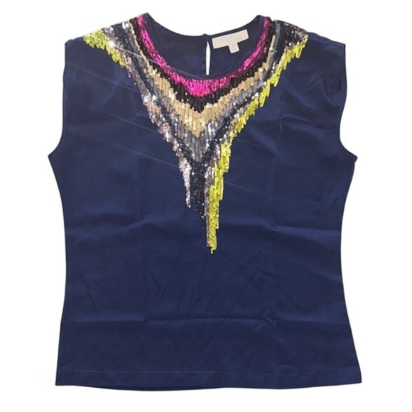 Olive & Oak Tops - Sequin Embellished Navy Top